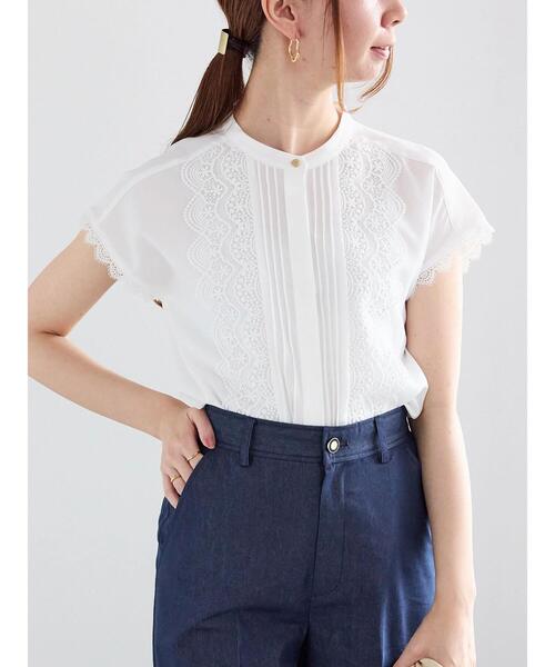 Te chichi（テチチ）の「ピンタックレース比翼ブラウス（シャツ/ブラウス・レディース・ネイビー/オフホワイト/グレー・F）」の7枚目の写真
