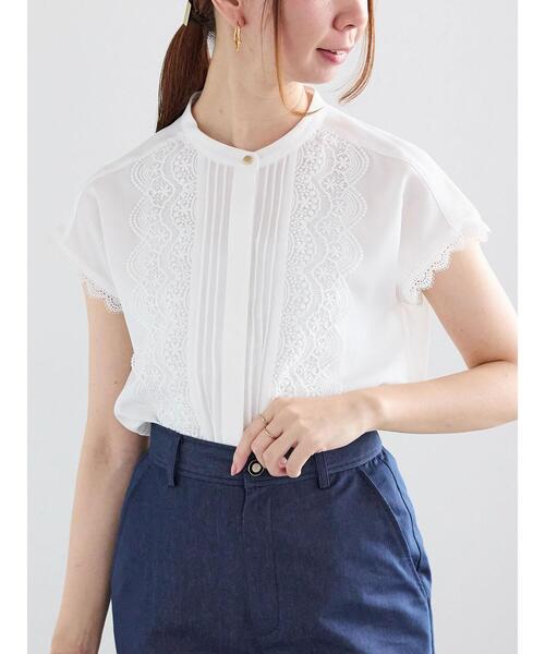 Te chichi（テチチ）の「ピンタックレース比翼ブラウス（シャツ/ブラウス・レディース・ネイビー/オフホワイト/グレー・F）」の8枚目の写真