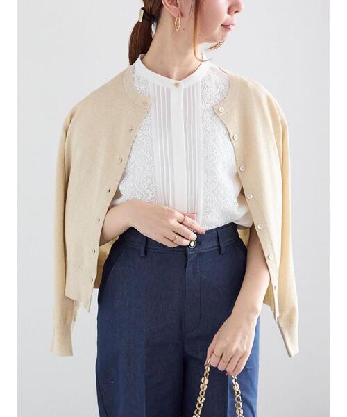 Te chichi（テチチ）の「ピンタックレース比翼ブラウス（シャツ/ブラウス・レディース・ネイビー/オフホワイト/グレー・F）」の9枚目の写真