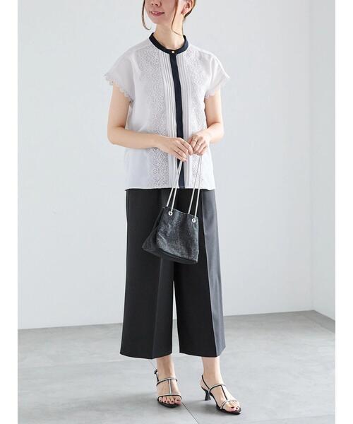 Te chichi（テチチ）の「ピンタックレース比翼ブラウス（シャツ/ブラウス・レディース・ネイビー/オフホワイト/グレー・F）」の10枚目の写真