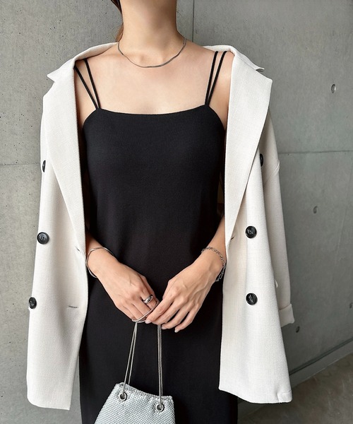 andme(アンドミー)の「ダブルストラップバックオープンカップ付きキャミワンピース(ワンピース・レディース・チャコールグレー/杢グレー/カーキ/ブラック・M/MT)」の8枚目の写真