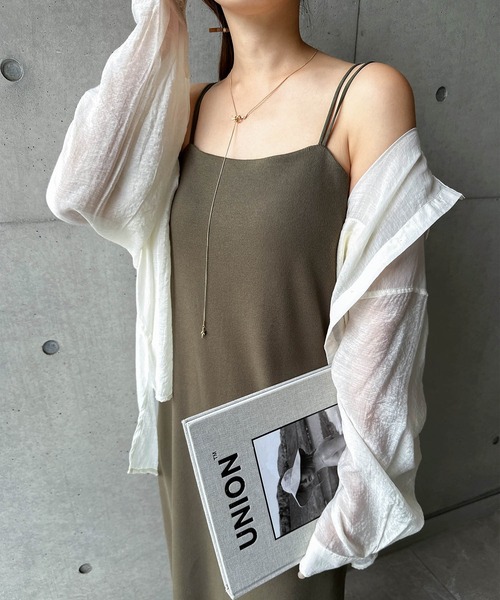andme(アンドミー)の「ダブルストラップバックオープンカップ付きキャミワンピース(ワンピース・レディース・チャコールグレー/杢グレー/カーキ/ブラック・M/MT)」の14枚目の写真