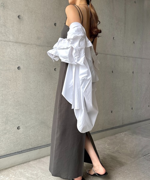 andme(アンドミー)の「ダブルストラップバックオープンカップ付きキャミワンピース(ワンピース・レディース・チャコールグレー/杢グレー/カーキ/ブラック・M/MT)」の22枚目の写真