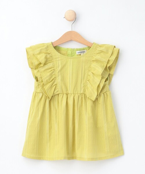 SHOO・LA・RUE（シューラルー）の「◆【110-140cm】カットドビーフリルブラウス（シャツ/ブラウス・キッズ・マスタード/パープル/オフホワイト・11/12/13/14）」の3枚目の写真