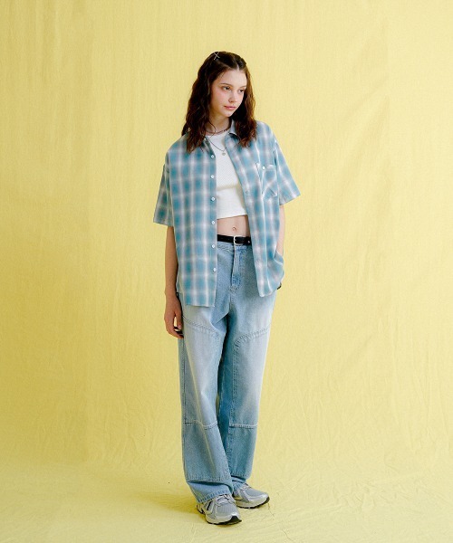 WV PROJECT(ダブリューブイプロジェクト)の「【WV PROJECT】Hype ombre check 12 sleeve shirt KHSS7721(シャツ/ブラウス・メンズ・ベージュ/ブルー/グリーン・LL/M/L)」の5枚目の写真