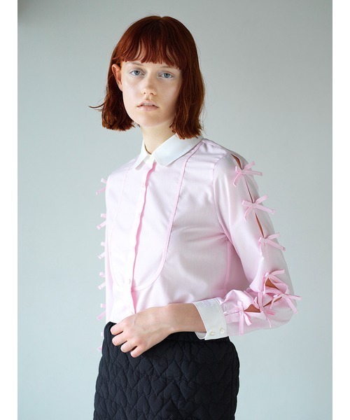 FURFUR(ファーファー)の「【WEB限定カラー】クロップドリボンシャツ(シャツ/ブラウス・レディース・サックスブルー/ブラック/ホワイト/ピンク・FREE)」の5枚目の写真