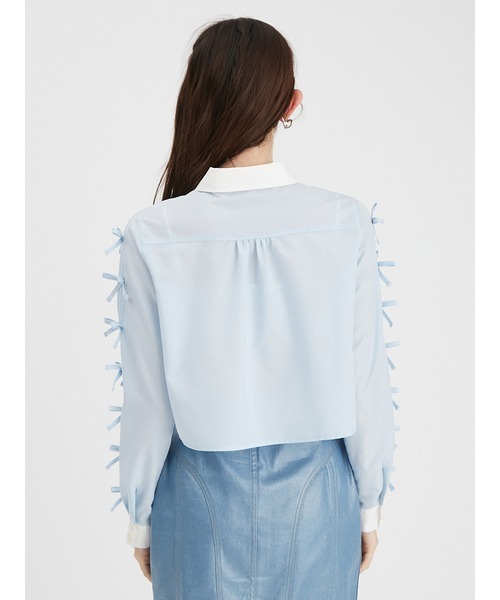 FURFUR(ファーファー)の「【WEB限定カラー】クロップドリボンシャツ(シャツ/ブラウス・レディース・サックスブルー/ブラック/ホワイト/ピンク・FREE)」の8枚目の写真