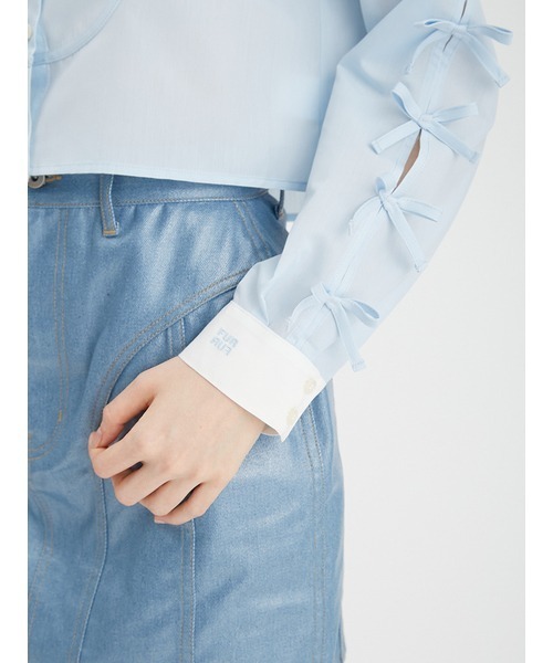 FURFUR(ファーファー)の「【WEB限定カラー】クロップドリボンシャツ(シャツ/ブラウス・レディース・サックスブルー/ブラック/ホワイト/ピンク・FREE)」の15枚目の写真