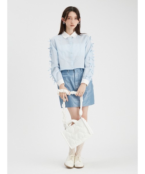 FURFUR(ファーファー)の「【WEB限定カラー】クロップドリボンシャツ(シャツ/ブラウス・レディース・サックスブルー/ブラック/ホワイト/ピンク・FREE)」の10枚目の写真