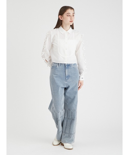 FURFUR(ファーファー)の「【WEB限定カラー】クロップドリボンシャツ(シャツ/ブラウス・レディース・サックスブルー/ブラック/ホワイト/ピンク・FREE)」の13枚目の写真