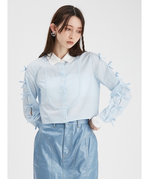 FURFUR(ファーファー)の「【WEB限定カラー】クロップドリボンシャツ(シャツ/ブラウス・レディース・サックスブルー/ブラック/ホワイト/ピンク・FREE)」の21枚目の写真