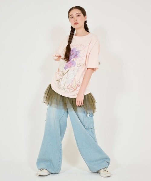 TINA：JOJUN（ティーナジョジュン）の「フラワーコラージュ オーバーTシャツ TINA：JOJUN（Tシャツ/カットソー・レディース・アイボリー/ベビーピンク・M）」の8枚目の写真