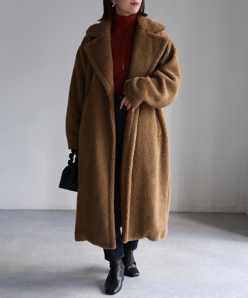 美品★JURGEN LEHL ボアコート ビックカラー ロングコート 裏ボア グレー ロングボアコート ボア ボアジャケット アウター ロング