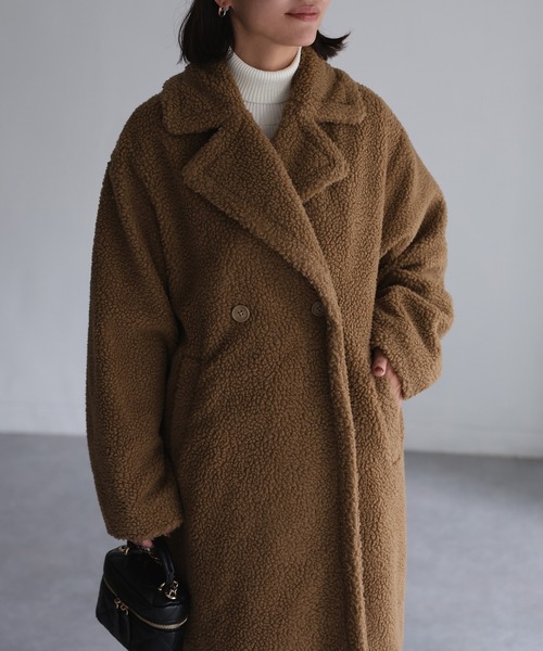Riberry（リベリー）の「ビックカラーボアロングコート（その他アウター・レディース・ブラック/ベージュ/モカ/グレー・MEDIUM）」の13枚目の写真