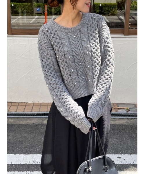 ランダムパールケーブルニット（ニット/セーター）｜titivate