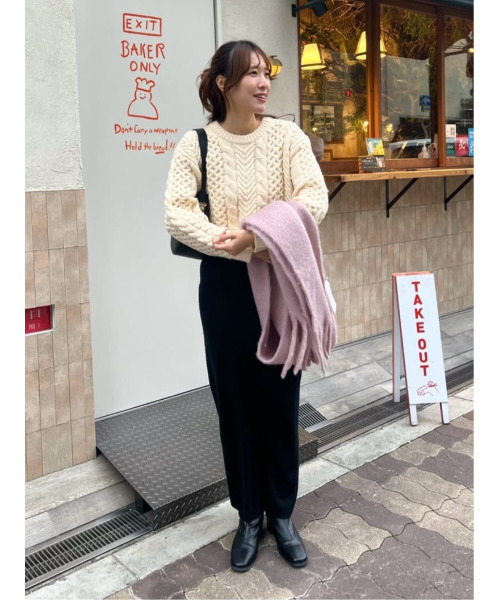 titivate(ティティベイト)の「ランダムパールケーブルニット(ニット/セーター・レディース・グレー/オフホワイト/オレンジ・FREE)」の18枚目の写真