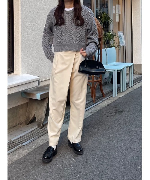 titivate(ティティベイト)の「ランダムパールケーブルニット(ニット/セーター・レディース・グレー/オフホワイト/オレンジ・FREE)」の17枚目の写真