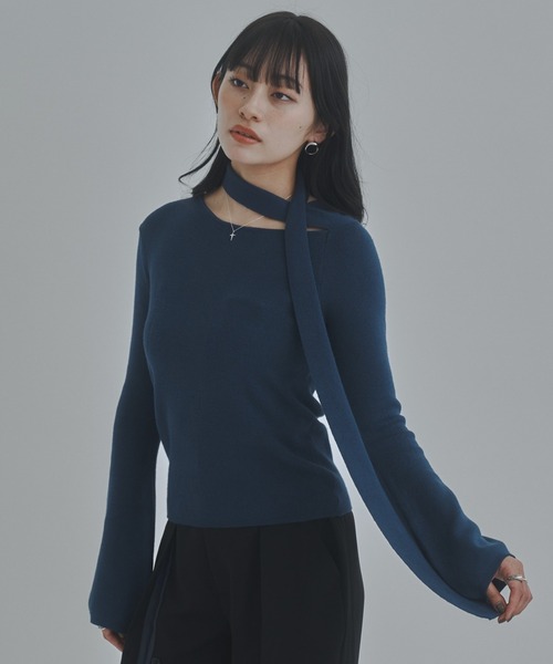 アシンメトリーチョーカートップス（ニット/セーター）｜bita.（ビタ