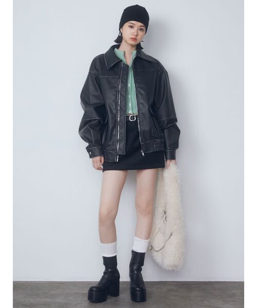 EMODA（エモダ）の「ローライズマイクロミニスカート（スカート・レディース・ベージュ/ブラック・MEDIUM/SMALL）」の3枚目の写真