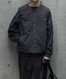 MONKEY TIME | パデッド ナイロン タッサー ノーカラー ベスト-撥水機能-(ベスト)