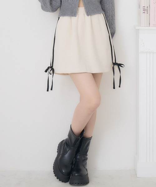 ems excite（エムズエキサイト）の「【セットアップ対応】裏毛ラインミニSK（スカート・レディース・ダークグレー/ブラック/ナチュラル・FREE）」の3枚目の写真