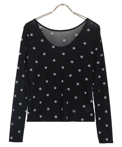 KOBE LETTUCE(コウベレタス)の「前後2wayフロッキーシアートップス(Tシャツ/カットソー・レディース・ベージュ/オフホワイト/ブラック系その他/ブラック系その他2/ブラック系その他3/ホワイト系/ホワイト系1/ブラック系/ブラック系1/ベージュ系/ベージュ系1/ブラック×ブラック・M)」の7枚目の写真