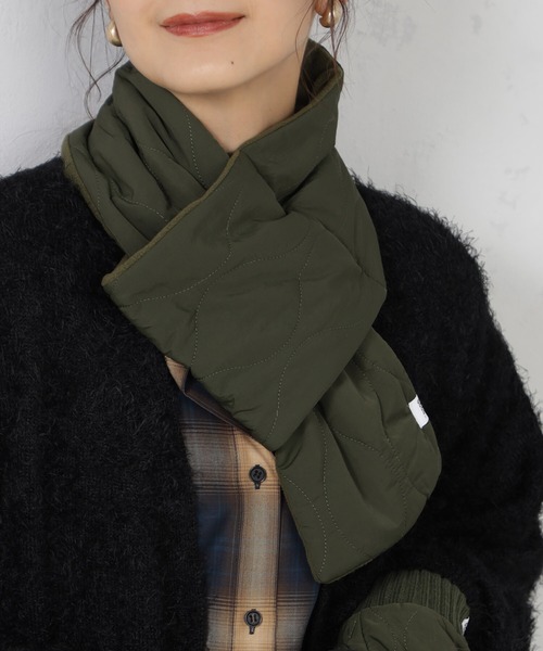 FOUND GOOD（ファウンドグッド）の「キルティングマフラー（マフラー・レディース・グリーン系8/ブラック/ベージュ/ネイビー・FREE）」の3枚目の写真