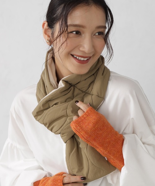 FOUND GOOD（ファウンドグッド）の「キルティングマフラー（マフラー・レディース・グリーン系8/ブラック/ベージュ/ネイビー・FREE）」の8枚目の写真