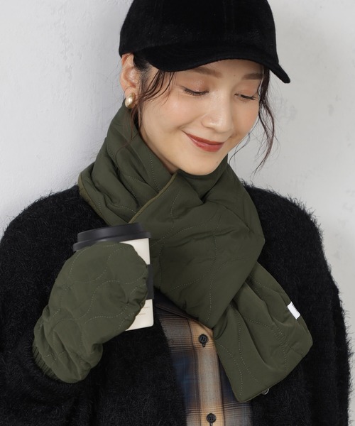 FOUND GOOD（ファウンドグッド）の「キルティングマフラー（マフラー・レディース・グリーン系8/ブラック/ベージュ/ネイビー・FREE）」の9枚目の写真
