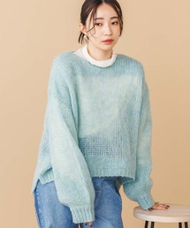 モヘア混飛ばし目ボートネックニット