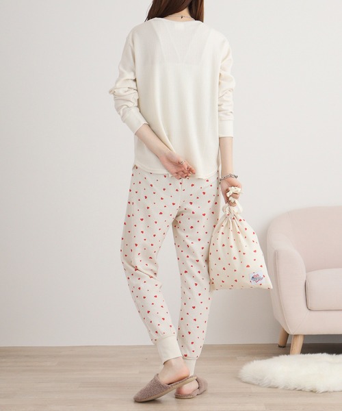 【セール】JEMORGAN ワッフルハート柄セットアップ（ルームウェア/パジャマ）｜JEMORGAN（ジェーイーモーガン）