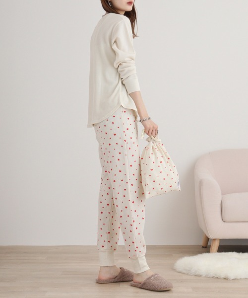 【セール】JEMORGAN ワッフルハート柄セットアップ（ルームウェア/パジャマ）｜JEMORGAN（ジェーイーモーガン）