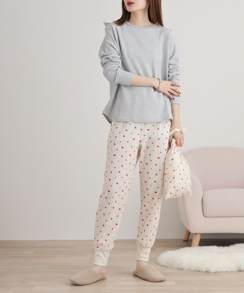 【セール】JEMORGAN ワッフルハート柄セットアップ（ルームウェア/パジャマ）｜JEMORGAN（ジェーイーモーガン）