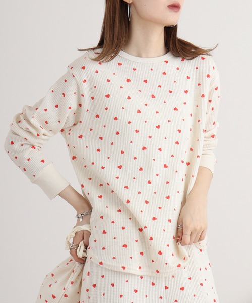 【セール】JEMORGAN ワッフルハート柄セットアップ（ルームウェア/パジャマ）｜JEMORGAN（ジェーイーモーガン）