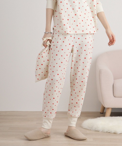 【セール】JEMORGAN ワッフルハート柄セットアップ（ルームウェア/パジャマ）｜JEMORGAN（ジェーイーモーガン）