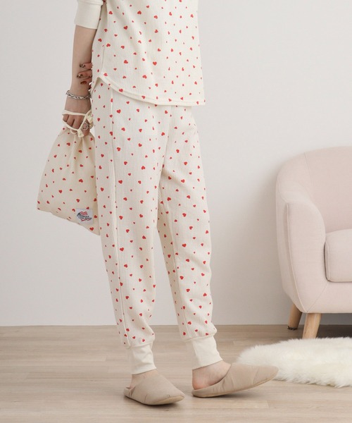 【セール】JEMORGAN ワッフルハート柄セットアップ（ルームウェア/パジャマ）｜JEMORGAN（ジェーイーモーガン）