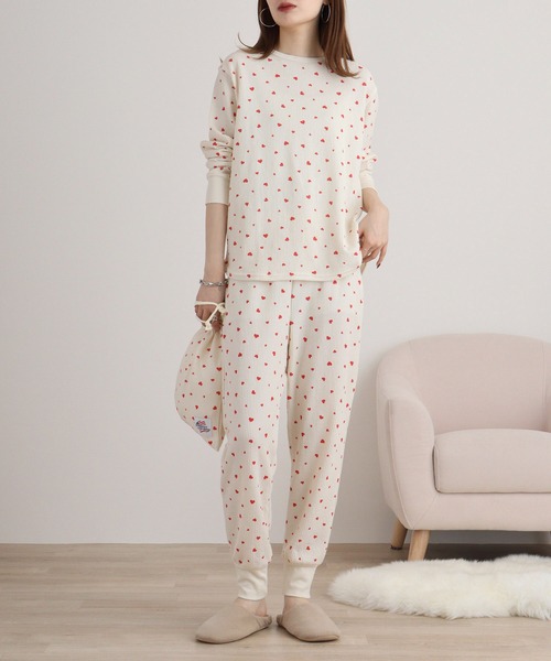 【セール】JEMORGAN ワッフルハート柄セットアップ（ルームウェア/パジャマ）｜JEMORGAN（ジェーイーモーガン）