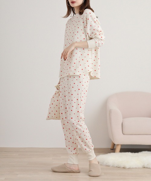 【セール】JEMORGAN ワッフルハート柄セットアップ（ルームウェア/パジャマ）｜JEMORGAN（ジェーイーモーガン）