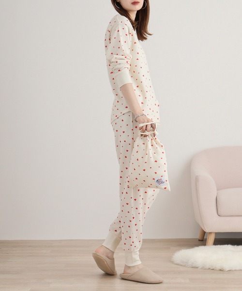 【セール】JEMORGAN ワッフルハート柄セットアップ（ルームウェア/パジャマ）｜JEMORGAN（ジェーイーモーガン）