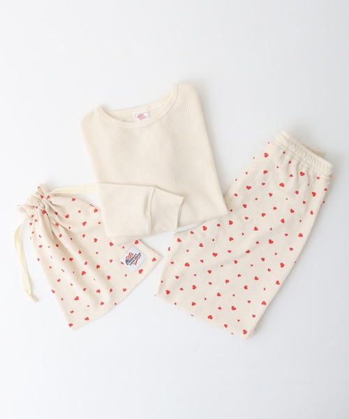 【セール】JEMORGAN ワッフルハート柄セットアップ（ルームウェア/パジャマ）｜JEMORGAN（ジェーイーモーガン）