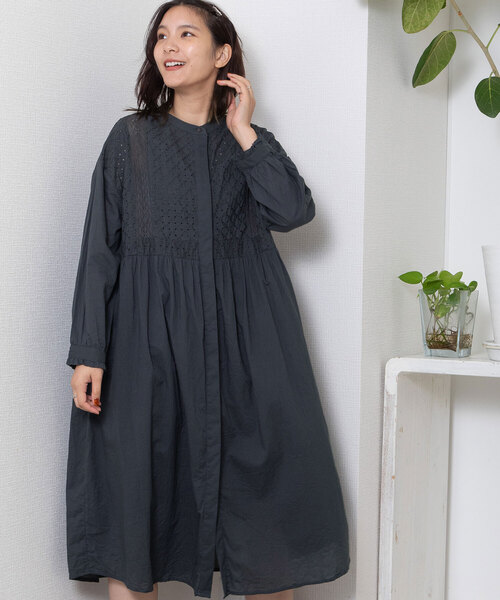 【セール】＜made in INDIA＞エンブロイダリーヨークワンピース（ワンピース）｜POU DOU DOU（プードゥドゥ）