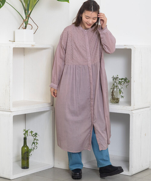 POU DOU DOU（プードゥドゥ）の「＜made in INDIA＞エンブロイダリーヨークワンピース（ワンピース・レディース・キナリ/ラベンダー/ダークグレー・M）」の14枚目の写真