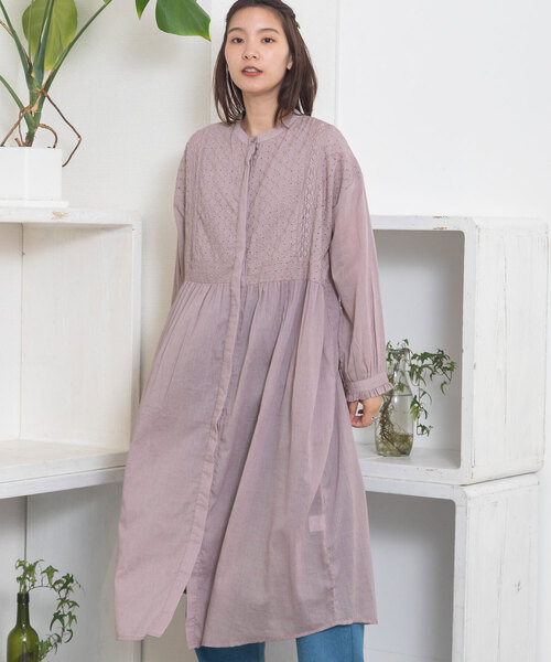 POU DOU DOU（プードゥドゥ）の「＜made in INDIA＞エンブロイダリーヨークワンピース（ワンピース・レディース・キナリ/ラベンダー/ダークグレー・M）」の17枚目の写真