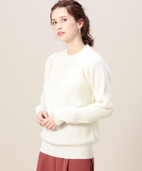 BEAUTY&YOUTH UNITED ARROWS(ビューティーアンドユースユナイテッドアローズ)の「BY VINCENT ET MIREILLE 畦クルーネックニットプルオーバー(ニット/セーター・レディース・ホワイト/オリーブ/ネイビー・38)」の2枚目の写真