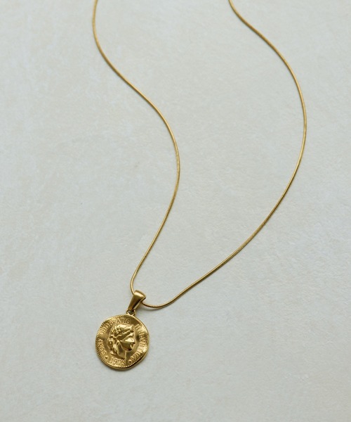 【美品✨】ear PAPILLONNERイアパピヨネ　ネックレス 金属アレルギー対応/ステンレス》スネークチェーン×コイン