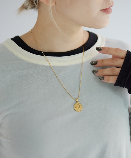 《金属アレルギー対応/ステンレス》スネークチェーン×コインネックレス（ネックレス）｜ear PAPILLONNER（イアパピヨネ）