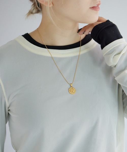 【美品✨】ear PAPILLONNERイアパピヨネ　ネックレス 金属アレルギー対応/ステンレス》スネークチェーン×コイン