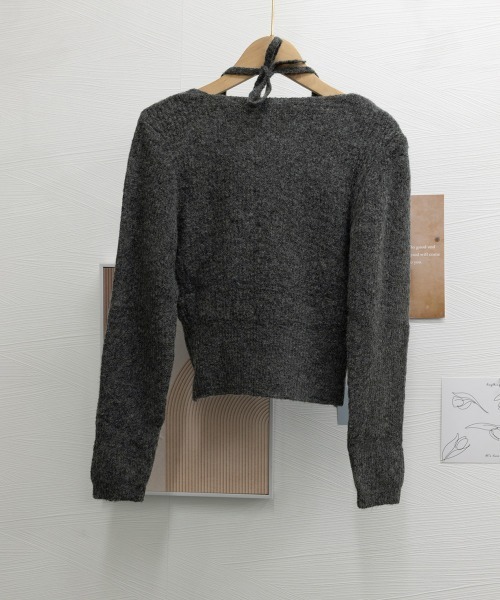 Miniministore（ミニミニストア）の「レイヤードニットトップス ホルターネック（ニット/セーター・レディース・ブラック/アイボリー/ダークグレー・FREE）」の11枚目の写真