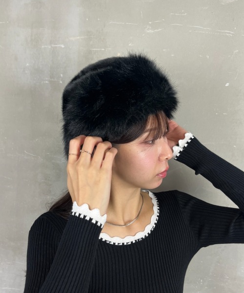 ロシアン帽 セール】ふわふわファーロシア帽 シンプル 防寒帽子（ハット