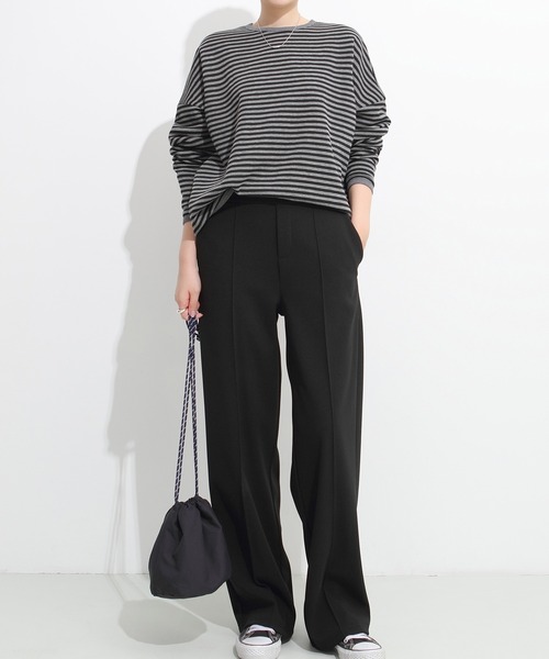 by LEGNA(バイレグナ)の「こなれスタイルを叶える ドロップショルダーボーダーカットソー(Tシャツ/カットソー・レディース・ブラック×ホワイト/ネイビー×ホワイト/ブラック×グレー/グレー×ホワイト/ホワイト×ブラウン・MEDIUM/LARGE)」の22枚目の写真